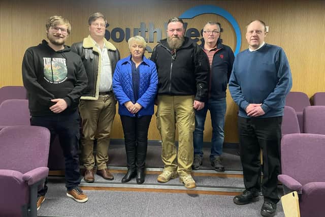 Left to right:  Matthew Bell, Dwayne Marshall, Frances Folliard, James Herron, Tony Watson and Stevan Patterson.