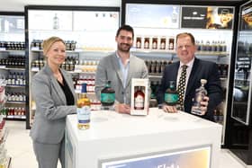 he Copeland Distillery has secured new listings at Belfast City Airport’s World Duty Free. The Distillery’s gin, rum and whiskey range has only been on-shelf for six weeks so far, but sales are already off to a flying start with the Distillery’s Traditional Irish Gin the second most-popular duty-free purchase across all products sold at Belfast City within the first two weeks of being on-shelf. Pictured is Gillian O’Neill, World Duty Free Group, Gareth Irvine, founder, The Copeland Distillery and Michael Jackson, head of commercial, Belfast City Airport
