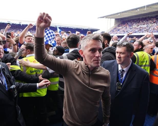 Ipswich Town manager Kieran McKenna - who is from Fermanagh - celebrates their side's promotion to the Premier League after the Sky Bet Championship match at Portman Road, Ipswich. Picture date: Saturday May 4, 2024. Photo: PA.