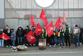 Public transport workers in Northern Ireland pictured during the strikes in December.