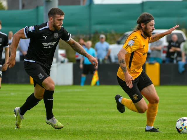 Carrick Rangers ace Ben Tilney scored in Saturday's win over Ballymena United. PIC: Andrew McCarroll/Pacemaker Press