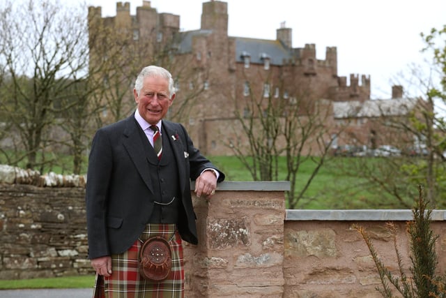 The Prince of Wales, known as the Duke of Rothesay while in Scotland, during a visit to The Castle of Mey in Caithness, where he officially opened the Granary Accommodation.:PA:King Charles lll