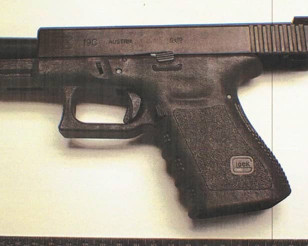 Glock pistol found in the South Armagh arms cache. It is clear these guns were republican, as was the case with many during Ross Hussey's time on the Policing Board