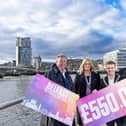 The Belfast City Centre Gift Card has surpassed its 2023 target of £500,000 – by £50,000! The initiative funded by the Belfast Business Improvement Districts (BIDs) Belfast One, Destination CQ and Linen Quarter since 2019, achieved a record breaking £550,000 in sales directly benefiting the 223 city centre businesses involved. Pictured is Alan Crowe Belfast One, Karen Clifford Belfast One, Belfast Lord Mayor councillor Ryan Murphy and Damien Corr Destination CQ