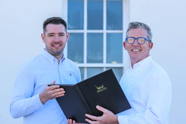 Gary McDonald, the manager of the Ebrington Hotel, with world-class chef Noel McMeel