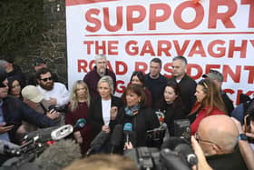 Sinn Fein President Mary Lou McDonald and Northern Ireland First Minister Michelle O'Neill attend a community event in support of the Garvaghy Road residents