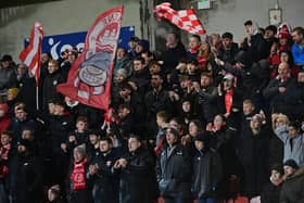 Larne fans pictured at Solitude earlier this season