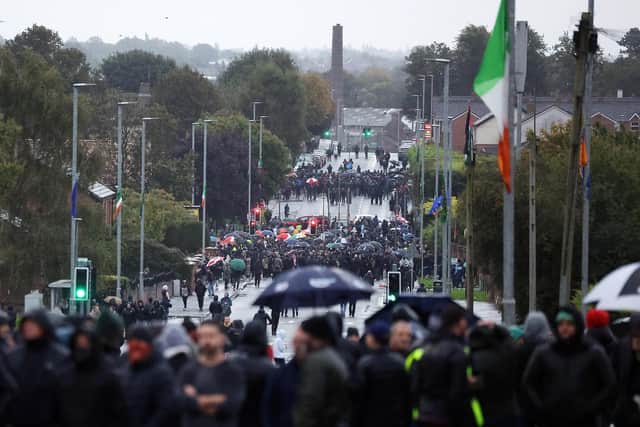 Residents block Garvaghy Road in Portadown last month, ahead of a permitted and heavily restricted Orange Order parade. Pic: Kelvin Boyes/Press Eye