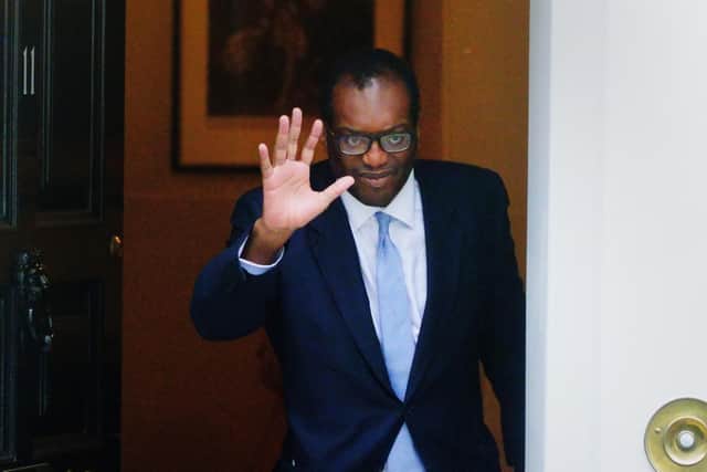 Outgoing Chancellor of the Exchequer Kwasi Kwarteng leaves 11 Downing Street, London, after he accepted Prime Minister Liz Truss' request he "stand aside" as Chancellor, paying the price for the chaos unleashed by his mini-budget. Picture date: Friday October 14, 2022.