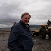 Adrian Dunbar oyster farming during the filming of 'Adrian Dunbar - My Ireland'