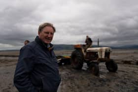 Adrian Dunbar oyster farming during the filming of 'Adrian Dunbar - My Ireland'