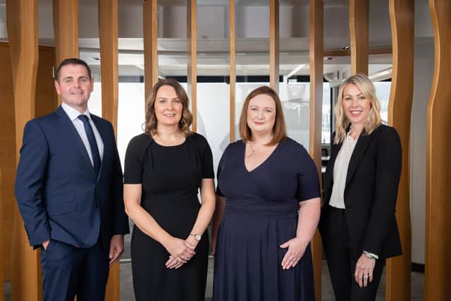 Law firm TLT has supercharged its Belfast office with the appointment of three strategic partner hires. Pictured is Jonathan O’Hagan, Nuala Maguire, Orla Hanna and Katharine Kimber, partner and head of Location in Northern Ireland