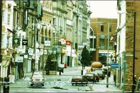 The aftermath of the Warrington bombs in 1993