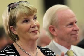 Lady Stella Empey and Lord Reg Empey at the Ulster Unionist AGM  at the Ramada Hotel in Belfast in 2011. Her funeral was held today in Knock Presbyterian Church.
Picture by Kelvin Boyes / Press Eye.