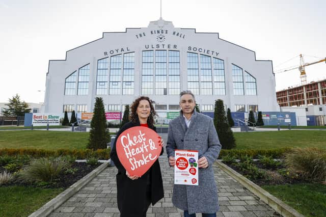 Regina Cox, Partnerships Manager for NI Chest Heart and Stroke Association, and David Burrows, Director at Kings Hall Commercial.