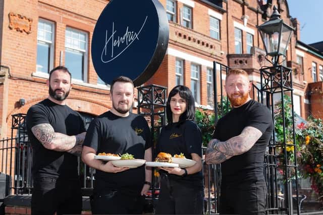 Following a £100,000 investment, Hendrix Restaurant in Stranmillis is celebrating a hugely successful first month in business. Pictured are Kristian Nicolo, head chef with management staff Bary Devine, Andra Nueliou and director Stephen Toney