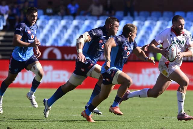 Ulster's Stuart McCloskey with the ball in the United Rugby Championship match against the Bulls on Saturday. (Photo by Sydney Seshibedi/Gallo Images/Getty Images)