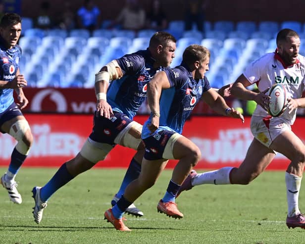 Ulster's Stuart McCloskey with the ball in the United Rugby Championship match against the Bulls on Saturday. (Photo by Sydney Seshibedi/Gallo Images/Getty Images)