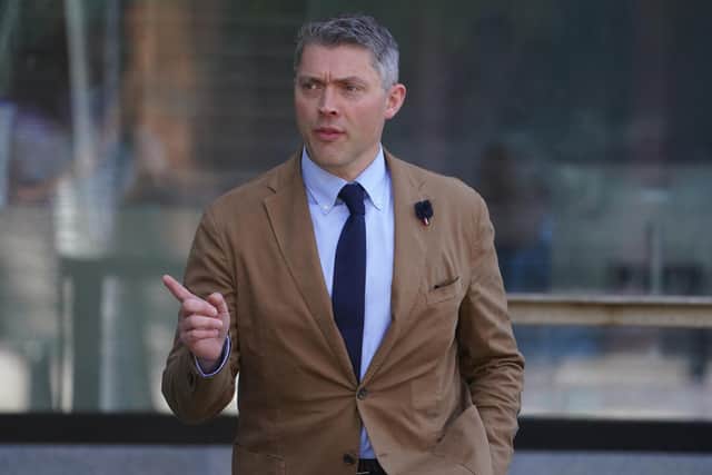 Adam Smyth, director of BBC Northern Ireland, at the Office of the Industrial Tribunals, Killymeal House, Belfast, for an industrial tribunal brought by former BBC newsreader Donna Traynor against her former employer and its Northern Ireland director, Adam Smyth