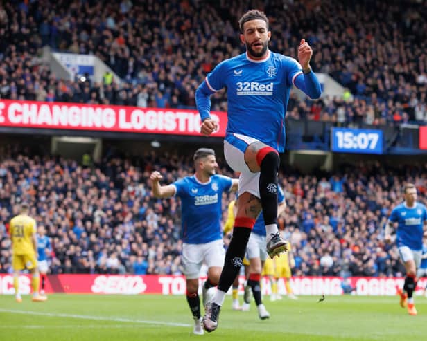 Rangers' Connor Goldson opened the scoring in Sunday's 3-0 Scottish Cup quarter-final success over Raith Rovers.