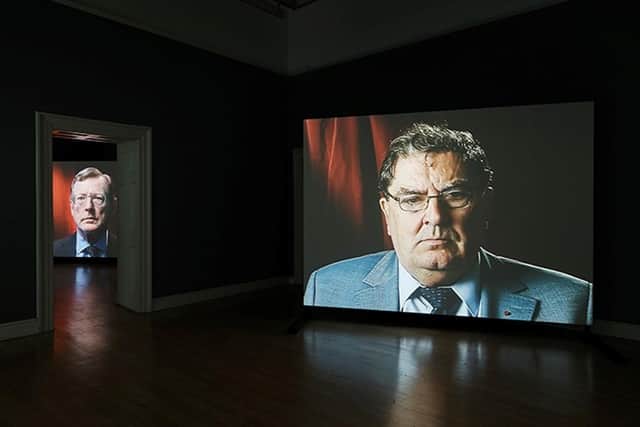 David Trimble (left) and John Hume feature in an Ulster University installation of 14 video portraits of community and political leaders behind the Good Friday Agreement