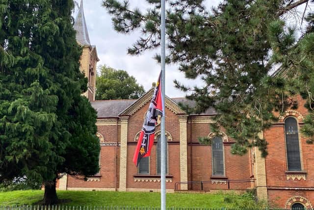 Police have confirmed they are treating the erecting of Swastika flags close to a Dunmurry mosque as a racially motivated hate crime.
Photo by  Press Eye.