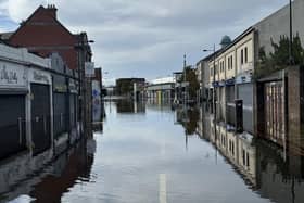 A scene from the flooded town center of Downpatrick.
Photo: Colin McGrath MLA.