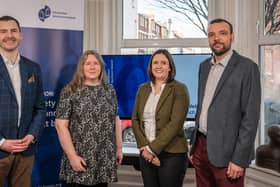 Enda Young (Managing Director of Mediation NI), Laurie Randall (Mediation and Development Director), Dr Catherine Turner (Chair of the Board), Rob Colwell (Operations Director)