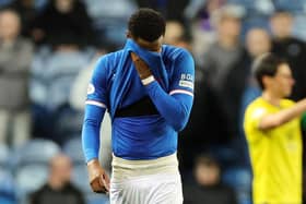 Rangers' Youssef Chermiti reacts after the William Hill Premiership match at Ibrox Stadium, Glasgow. (Photo by Steve Welsh/PA Wire)