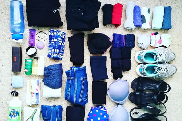 The items travel lover Caitlin Weich packs.