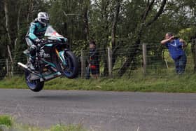 Michael Dunlop won the Open Superbike race at Armoy on his Hawk Racing Honda on Saturday for a treble.