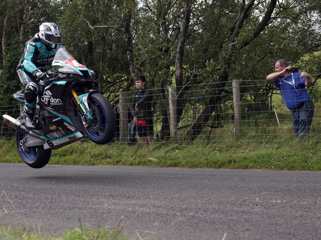 Michael Dunlop won the Open Superbike race at Armoy on his Hawk Racing Honda on Saturday for a treble.