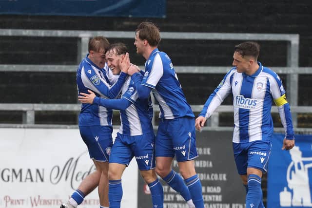 Senan Devine celebrates scoring against Crusaders last weekend. (Photo by Desmond Loughery/Pacemaker Press)