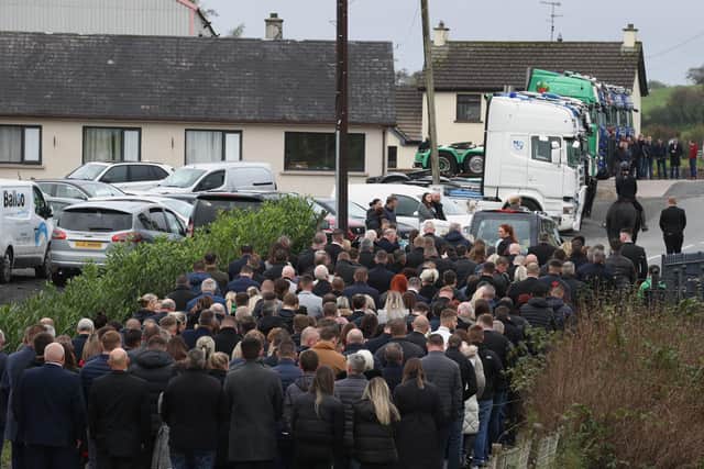 The funeral procession Ronan Wilson leaves his family home on it's way to St. Mary's Church, Dunamore, for his funeral.