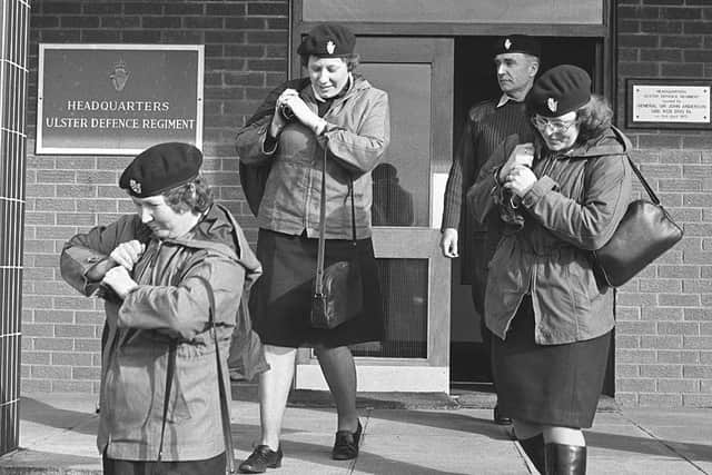 Greenfinches preparing for the 10th anniversary of UDR at their headquarters. Four female members of the regiment were murdered during the Troubles.