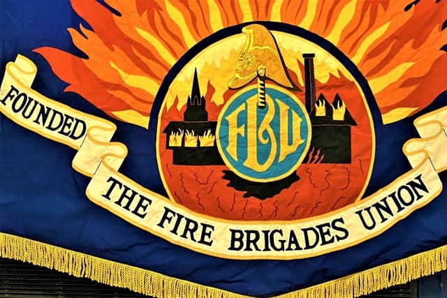 The banner of the Fire Brigades Union