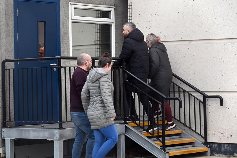 Friends and family members arrive today at  Lisburn Magistrates Court