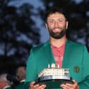 Spain's Jon Rahm poses with the Masters trophy after winning the 2023 tournament at Augusta National