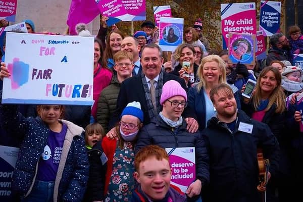 The Conservative MP Dr Liam Fox joins campaigners for the rights of people with Down's Syndrome in Westminster. He says there is cross-party support to change laws that allow a foetus with Down’s syndrome to be aborted up until 40 weeks. "Many of us believe this is utterly against the purpose of our equality legislation," he says