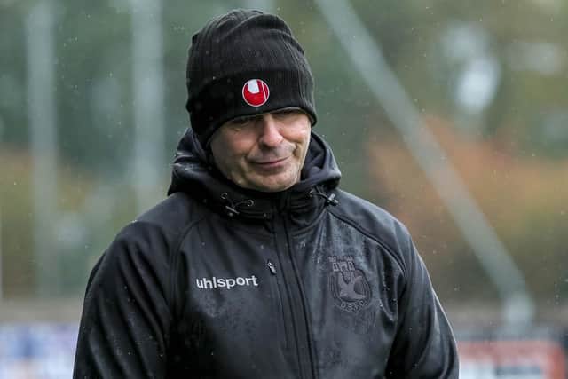 Dungannon Swifts manager Rodney McAree after the loss to Cliftonville. (Photo by David Maginnis/Pacemaker Press)