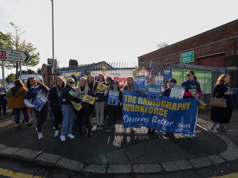 Health workers at the Royal Victoria Hospital, Belfast, have went out on strike today as part of the ongoing pay dispute. Photo by Press Eye