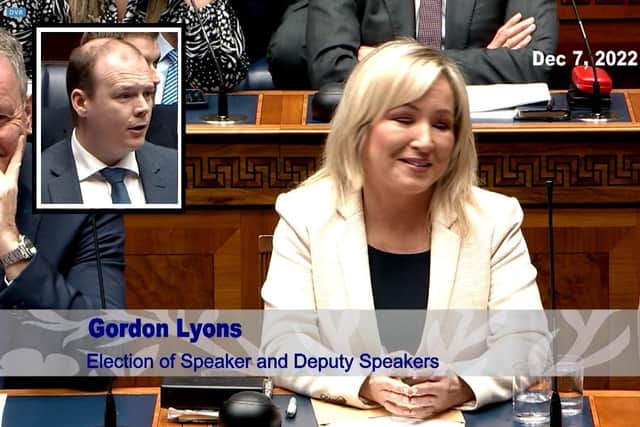 Michelle O'Neill (with Gordon Lyons inset)
