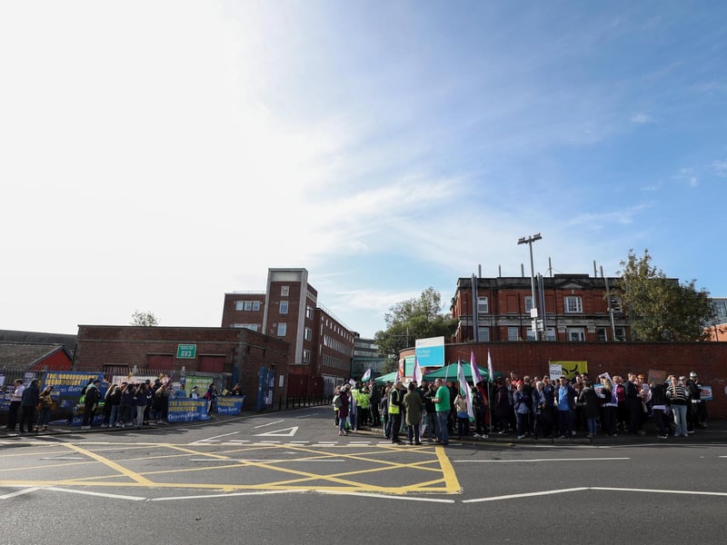 Health workers at the Royal Victoria Hospital, Belfast, have went out on strike today as part of the ongoing pay dispute. Photo by Press Eye