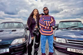 Rapper Tinie and F1 analyst and stunt driver Naomi Schiff