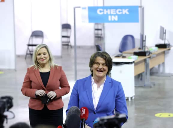 At the outset of the pandemic the new executive was led by DUP First Minister Arlene Foster (right) and Sinn Fein Deputy First Minister Michelle O'Neill