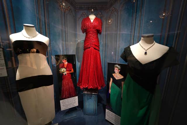 Dresses owned by the late Diana, Princess of Wales, on display at the exhibition Princess Diana – Fashion from the Wardrobe of The People's Princess, at the Museum of Style Icons in Newbridge, Co. Kildare, before they go under the hammer at Julien's Auctions in Los Angeles this summer