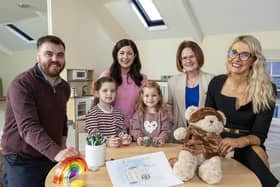 Ballymena-based Galgorm Collection will become the first hospitality employer in Northern Ireland to provide its employees with access to subsidised childcare. Pictured is Nikolai Koplewsky, director of Sleepy Hollow Group, Jade Strain and her daughters Ivy and Ruby, Bronagh Creery, senior director, Sleepy Hollow Group and Laura Millar, people and development associate director at Galgorm Collection