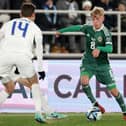 Rangers' Ross McCausland on his senior international debut for Northern Ireland against Finland during the Euro 2024 qualifying clash at the Olympic Stadium in Helsinki. (Photo by William Cherry/Presseye)