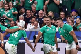 Ireland winger James Lowe, who scored the opening try in their World Cup win over Scotland last weekend, is one of three New Zealand-born stars in the Irish team for the quarter-final clash. PIC: ANNE-CHRISTINE POUJOULAT/ AFP via Getty Images