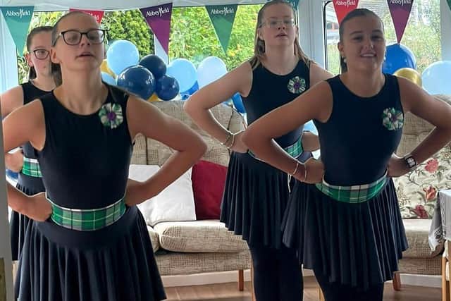 Highland Dancers pictured at Maisie Allison's 105th birthday celebration at Abbeyfield House in Ballymoney .Picture Ruth Callaghan/McAuley Multimedia